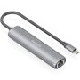 Aisens Dock USB-C a Ethernet Gigabit + Hub 1xUSB-C y 2xUSB-A, Gris
